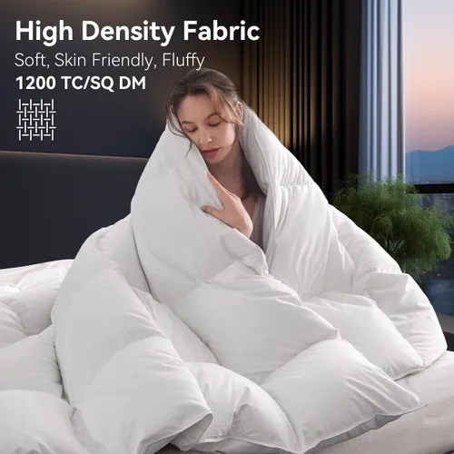 Miniatura 3 de L LOVSOUL - Edredón de plumón tamaño full, ropa de cama estilo hotel con más de 850 de poder de relleno, 1200TC, edredón ultra suave y mullido