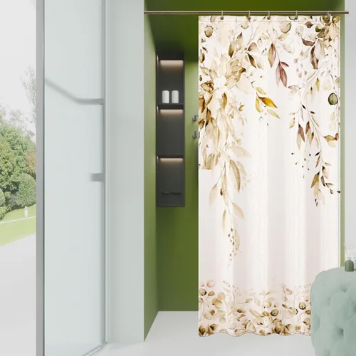 Miniatura 6 de Cortina de ducha de hojas de eucalipto negras para baño: juego de cortinas de ducha con acuarela de arte estético con ganchos, decoración de tela