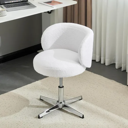 Miniatura 17 de VINGLI Bonita silla de escritorio giratoria pequeña y cómoda con ruedas, soporte lumbar ergonómico de respaldo bajo para tocador/técnico de uñas