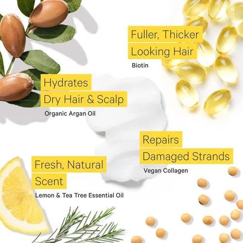 Miniatura 3 de Tree To Tub Acondicionador vegano de biotina y colágeno para cabello seco y dañado, acondicionador voluminizador sin sulfato para engrosamiento