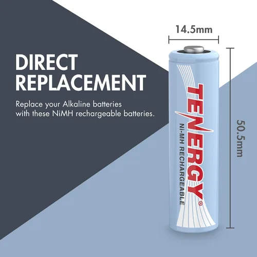 Miniatura 6 de Tenergy AA 2600 mAh Baterías Recargables NiMH de alta capacidad 24 Pack