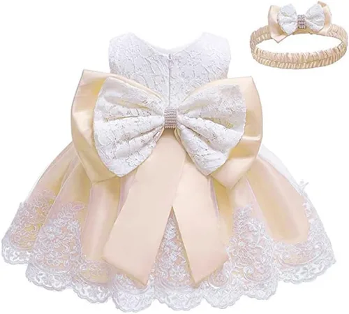 Miniatura 16 de Vestidos de encaje para concursos de niñas bebés de 0-2 años, vestido bordado para fiestas con diadema