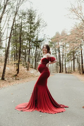 Miniatura 6 de Saslax - Vestido de maternidad sin mangas, ajustado al hombro, sin mangas, para fotografía