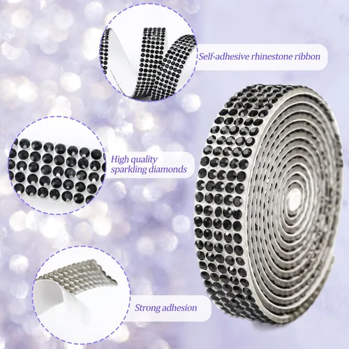 Miniatura 2 de Cinta de diamantes de imitación brillantes de 0.4 pulgadas para manualidades, tiras de cristal autoadhesivas, calcomanías de diamantes de imitación