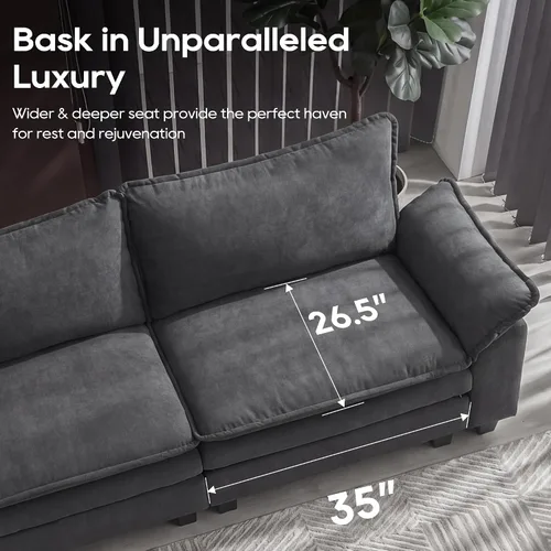 Miniatura 5 de URRED Sofá modular de gran tamaño, 122 pulgadas en forma de U moderno y cómodo sofá nube con otomana móvil y almohadas, sofás de asiento profundo
