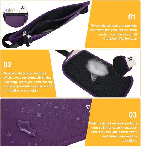 Miniatura 27 de DAITET Cinturón de dinero, soporte para pasaporte, cartera de viaje oculta segura con bloqueo RFID, riñonera encubierta (negro), Negro, Rfid