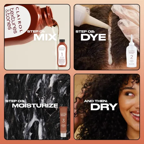 Miniatura 6 de Clairol Textures & Tones - Tinte permanente para el cabello, color de cabello negro sedoso 1B, paquete de 1 unidad 1B negro sedoso