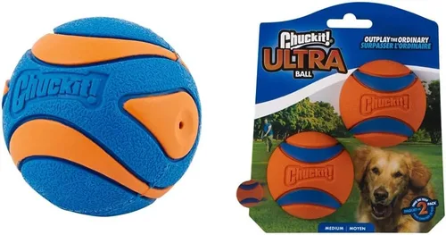 Chuckit! Pelota ultra chirriante (3 pulgadas) y ultra bola (2.5 pulgadas de diámetro), juguetes para perros
