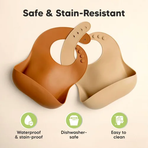 Miniatura 6 de KeaBabies Paquete de 2 baberos de silicona para bebés, niñas y niños, baberos resistentes de grado alimenticio para comer, atrapa alimentos grandes