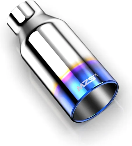 MZS Punta de escape, tubo de escape universal de acero inoxidable de 2.5" de entrada, 4" de salida, 9" de longitud, borde tangente - Titanio quemado