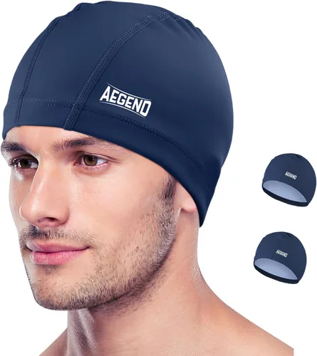 Miniatura 16 de Aegend Gorro de natación de tela, capa impermeable de silicona, gorra de natación de tela transpirable, mantiene el cabello seco con alta