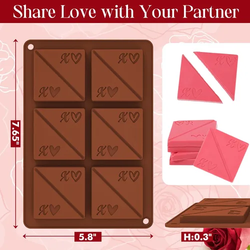 Miniatura 3 de Webake Molde cuadrado para chocolate, paquete de 2 moldes de silicona para chocolate de conversación, molde de chocolate para parejas románticas