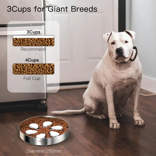 Miniatura 2 de Tazón de alimentación lenta para perros, 3.5 tazas para razas grandes, cuencos de acero inoxidable 304 de grado alimenticio con base antideslizante