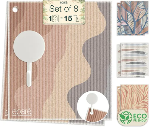 Miniatura 8 de Eparé Paños suecos para cocina – Paquete de 8 paños suecos absorbentes – Paños desechables para lavar platos – Paños de cocina lavables – Paños