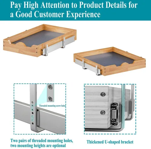 Miniatura 6 de OCG Cajones extraíbles para armarios de cocina de 14 pulgadas de ancho x 21 pulgadas de profundidad, estante de cajón de madera deslizante, estantes