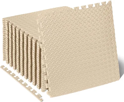 Miniatura 21 de ProsourceFit - Tapete de ejercicio tipo rompecabezas de ½ pulgada, losetas de espuma EVA entrelazadas para gimnasio en casa, para niños, crema, 24 x
