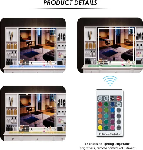 Miniatura 6 de Wildhome Escritorio de tocador de maquillaje con espejo y luces, mesa de tocador grande de 47 pulgadas con 9 cajones y 10 estantes de almacenamiento