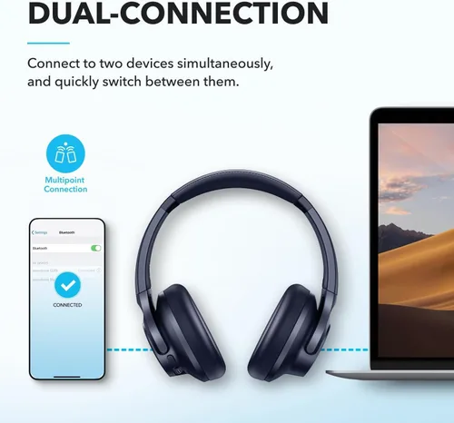 Miniatura 7 de soundcore by Anker Q20i Auriculares híbridos con cancelación activa de ruido, Bluetooth inalámbrico supraaurales, 40H de reproducción larga con ANC