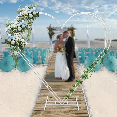Miniatura 2 de Arco de boda moderno en forma de corazón de metal para arco de boda con marco de globo, marco de globos, estante de exhibición de bodas, eventos