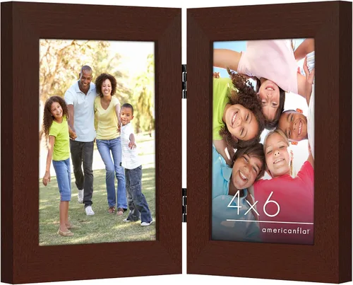 Miniatura 9 de Armazón de fotos con bisagra y frente de vidrio. Fabricado para exhibir dos fotos de 4 x 6 pulgadas, se para de manera vertical en el escritorio