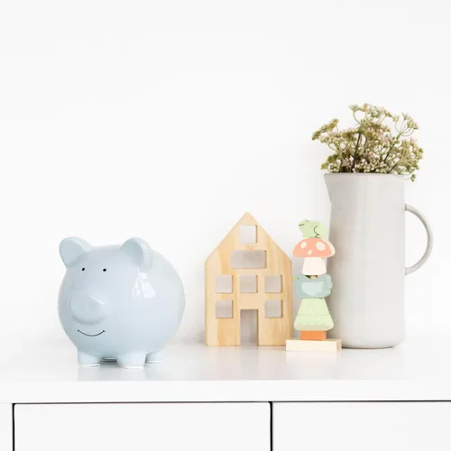 Miniatura 9 de Pearhead Alcancía Grande de Cerámica, Azul Claro, Ideal para Niños y Niñas, Ahorro de Dinero y Banco de Monedas, Decoración Perfecta para Cuarto