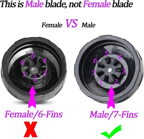 Miniatura 4 de Cuchilla de repuesto para licuadora macho de 7 aletas y vasos de 24 onzas compatibles con Ninja Auto iQ Blender [4 pulgadas macho 7 aletas solamente]