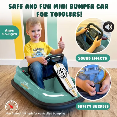 Miniatura 2 de New Bounce Coche de parachoques eléctrico para niños pequeños de 1 a 3 años - Coches de parachoques para bebés - Coche eléctrico para niños de 1.5 a