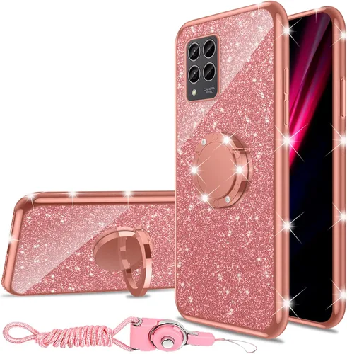 Miniatura 37 de nancheng Funda de teléfono para TCL A3X (A600DL), funda para Alcatel TCL A3X niñas y mujeres, bonita funda de silicona transparente con purpurina