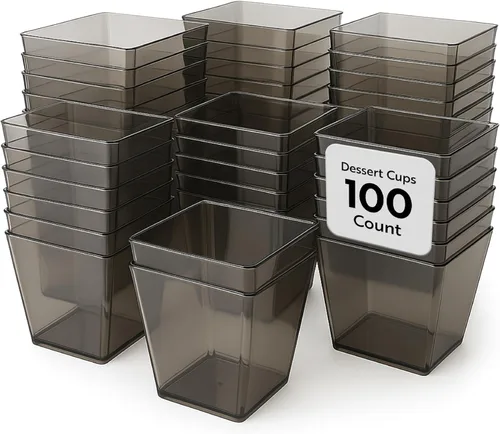Miniatura 14 de Restaurantware - Tazas Kova de 5 onzas, 100 tazas cuadradas medianas para aperitivo: duradero, desechable, taza de parfait de plástico transparente