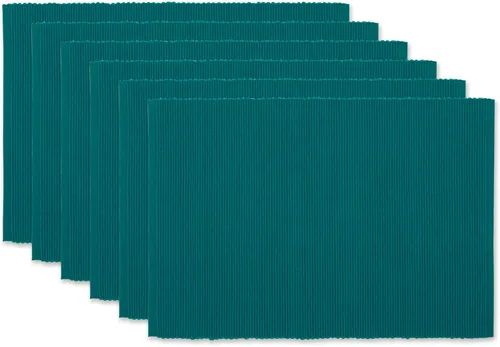 Miniatura 30 de DII - Juego de manteles individuales acanalados para uso diario 100% algodón, 13x19, gris, 6 piezas