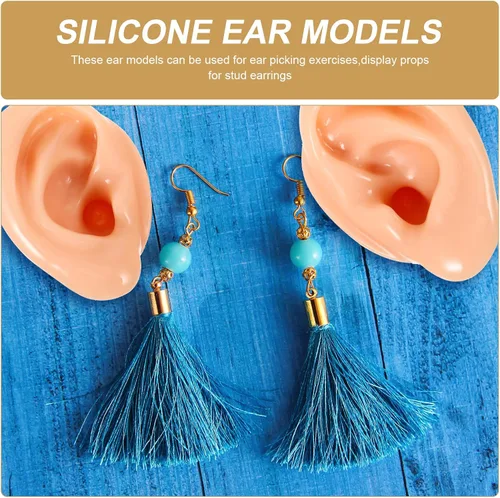 Miniatura 2 de 2 modelos de orejas de silicona suave para la práctica de piercing, orejas falsas flexibles realistas para exhibición de joyas y enseñanza