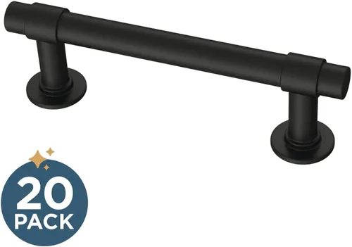 Miniatura 2 de Franklin Brass Barra (paquete de 20) manijas para gabinete, tiradores centrales de agujero de 3 pulgadas, herrajes negro mate, para puerta