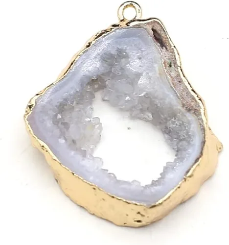 Miniatura 5 de QSLLER 5 Uds. de piedra natural ágata cristal brotes irregulares chapado en oro colgante hacer bricolaje joyería colgante accesorios encantos