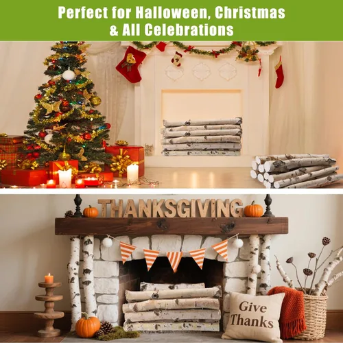 Miniatura 5 de Troncos de abedul natural para decoración de chimeneas y manualidades, paquete de 12 ramas rústicas de abedul para manualidades, otoño, Halloween