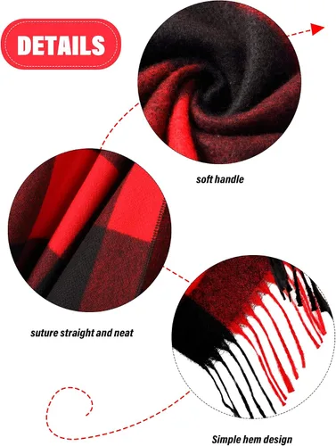 Miniatura 2 de Woven Knit Buffalo Plaid Poncho Blanket Sweater Poncho Ruana Wrap Shawl Warm for Women