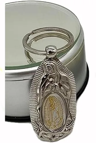 RBN Llavero de la Primera Comunión Favor (12 PCS) Nuestra Señora de Guadalupe Bautismo Llavero Metal Recuerdos para Primera Comunión Bautizo