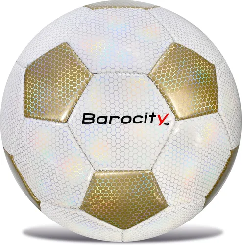 Miniatura 8 de Balón de fútbol premium para niños y niñas, balón oficial de partido con patrón hex arcoíris reflectante, duradero, para interiores, exteriores, Azul