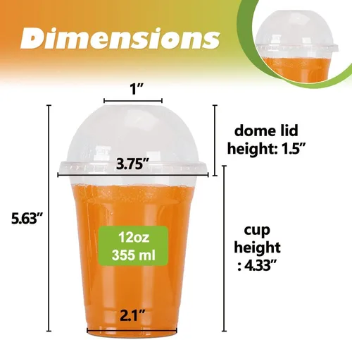 Miniatura 7 de Vasos de plástico transparente de 12 onzas con tapas de cúpula, tazas de postre con tapas (25 juegos), vasos desechables para fiestas de PET
