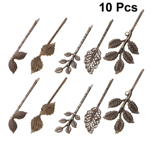 Miniatura 6 de 10 pinzas para el pelo de hojas retro, horquilla retro para el cabello, pasador retro Bobby Pin delicado bronce para el cabello para mujeres y niñas