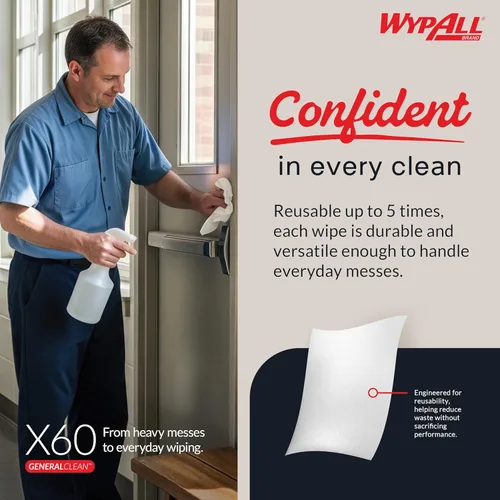 Miniatura 6 de WypAll 34790CT x 60 paños, caja pop-up, color blanco, 9 1/8 X 16 7/8, caja de 126 (paquete de 10 cajas)