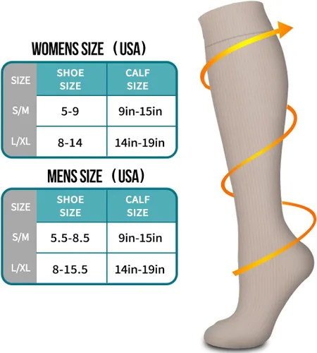 Miniatura 6 de Calcetines de compresión para mujeres y hombres (8 pares), calcetines ideales para correr, deportes, senderismo, viajes en vuelo, embarazo