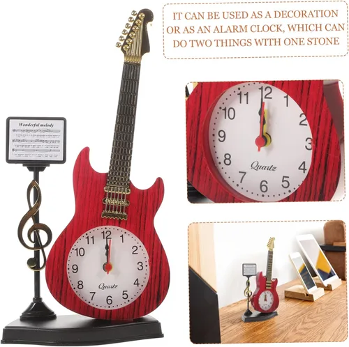 Miniatura 2 de KOMBIUDA Reloj de escritorio de instrumentos musicales, reloj de noche analógico único para decoración del hogar y la oficina, elegante adorno