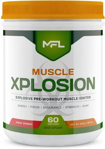 Miniatura 9 de MFL Muscle Xplosion Pre-entrenamiento 0 azúcar endulzado con stevia totalmente natural 60 porciones (limonada)