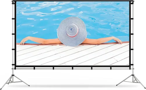 Miniatura 8 de Pantalla de proyector con soporte, Vamvo pantalla de proyección plegable portátil de 100 pulgadas con soporte de aleación de aluminio para películas