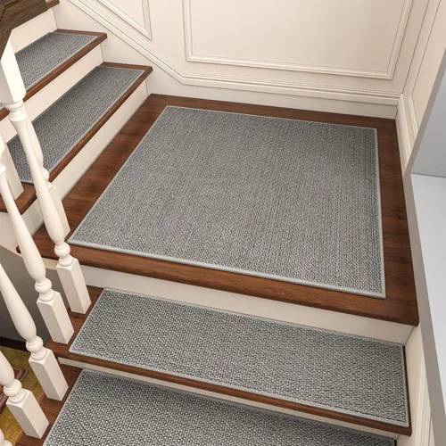 Miniatura 12 de PADOOR Peldaños de escalera antideslizantes, alfombras de escalera con respaldo de goma para escalones de madera, 15 piezas de peldaños de escalera