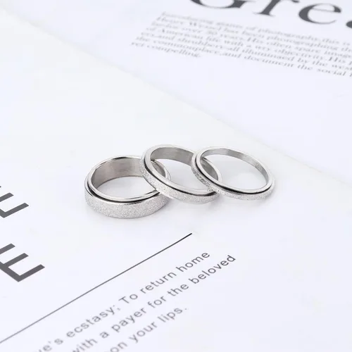 Miniatura 13 de Diamday Anillos antiestrés para mujeres y hombres – Anillo giratorio de acero inoxidable de 2/4 para aliviar la ansiedad y el estrés, con purpurina