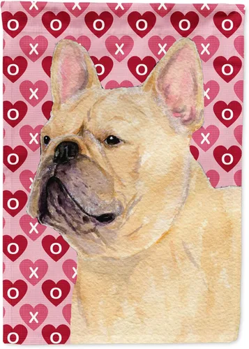 Miniatura 148 de Caroline's Treasures SS4484GF Bandera de jardín con diseño de bulldog inglés y corazones para el Día de San Valentín, bandera decorativa para patio