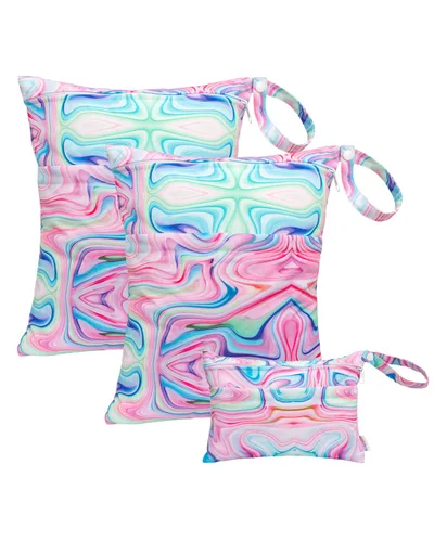 Miniatura 34 de ALVABABY 2 bolsas de pañales de tela para ropa húmeda, reutilizables con dos bolsillos con cremallera, para viajes, playa, piscina, guardería