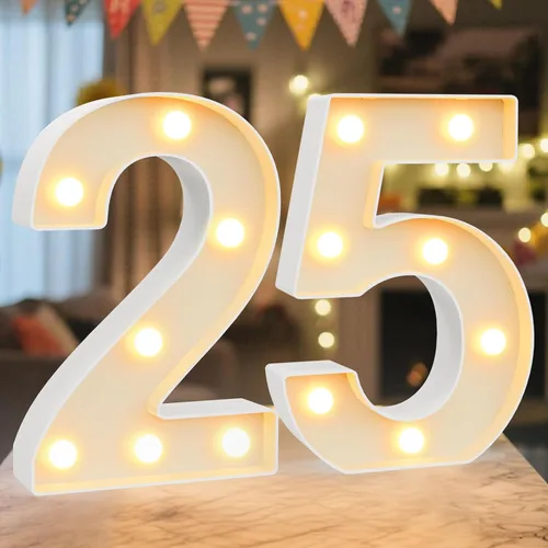 Miniatura 18 de Letrero de números con luz LED de marquesina, letrero de números de cumpleaños iluminado para decoración de fiesta de cumpleaños, pared de bar