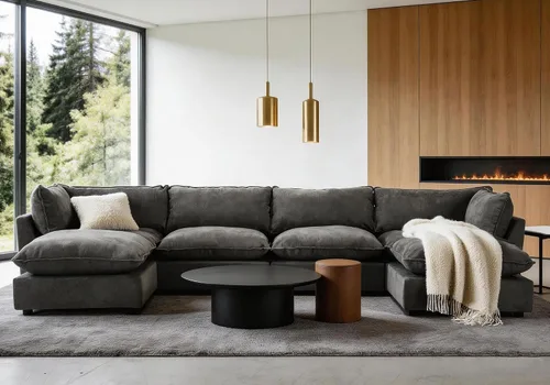 Miniatura 21 de Iroomy Oversized Modular Sectional Sofa, Chenille Cloud Couch, Deep Comfy Seat, 4-Seater Sofas, Couches, Living Room, Beige